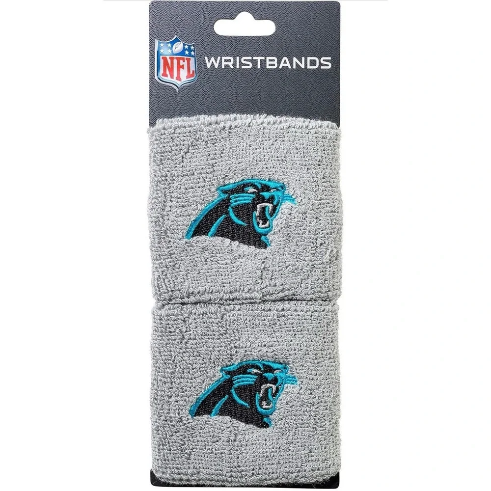 Brand New Carolina Panthers Wristbands Sweatbands Gray NFL OSFM